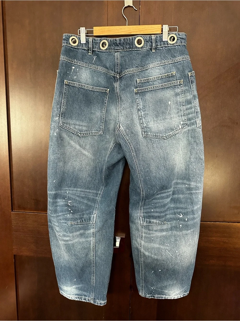Free People Barrel jeans with grommet waistline